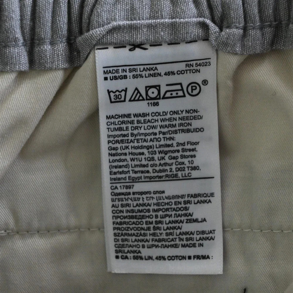 NEW Banana Republic‎ 36S Gray Slim Fit Linen 599895 Drawstring Beach Mens Pants